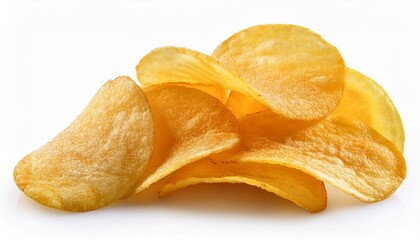 ポテトチップス（Potato chips on white background.）
