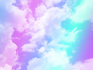 beauty sweet pastel purple and blue colorful with fluffy clouds on sky. multi color rainbow image. abstract fantasy growing light