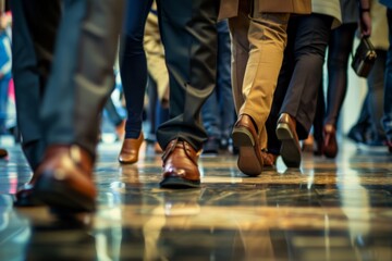 Close up business peoples legs waiting for a job interview