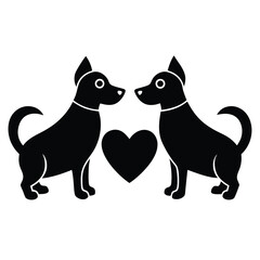 Valentine Black Dogs Vector Art.