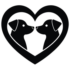 Valentine Black Dogs Vector Art.