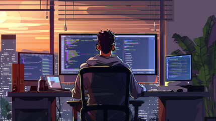 boy in front of his laptop  Generated AI 