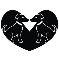 Valentine Black Dogs Vector Art.