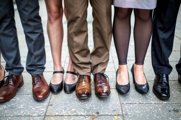 Close up business peoples legs waiting for a job interview