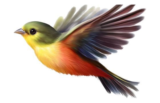 Playful bird on a transparent background. isolated background.