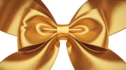 Gold ribbon for Christmas gift in PNG. Transparent background.
