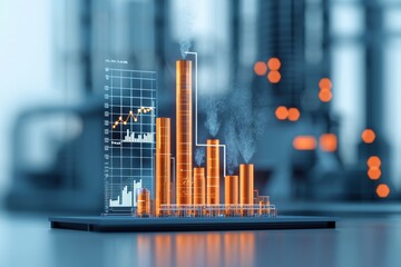 Industrial progress monitoring large plant data visualization urban environment digital perspective economic growth insight