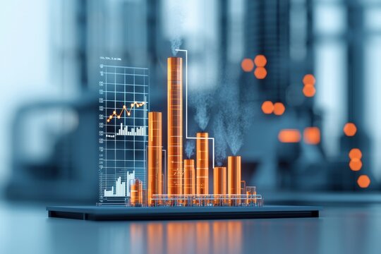 Industrial progress monitoring large plant data visualization urban environment digital perspective economic growth insight