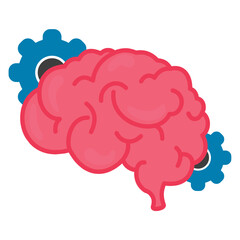 illustration of the concept of brain and gear, working brain, healthy metal, intelligence.