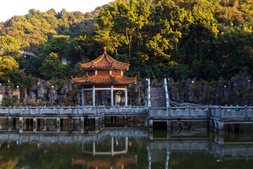 Fototapeta premium Pavilion view of Qiusui Mountain Park, Longgang District, Shenzhen City, Guangdong Province, China