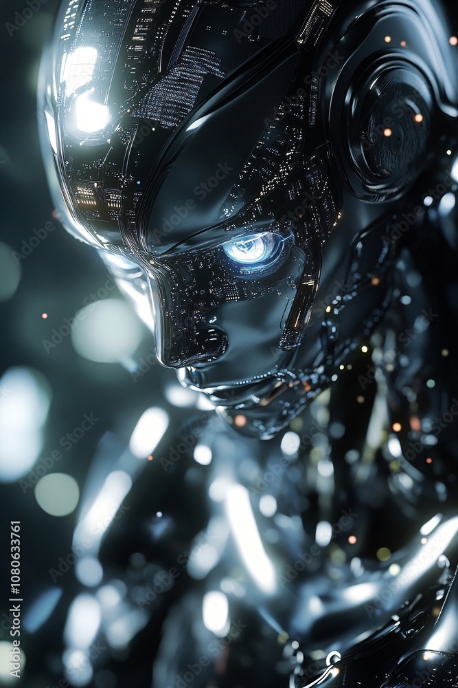 Leinwandbilder futuristic robot showing artificial intelligence and deep learning
