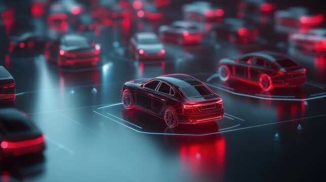 Automotive marketplace concept with car icons for different services like buy, rent, finance, and insure