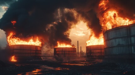 Fototapeta premium Industrial Fire Disaster