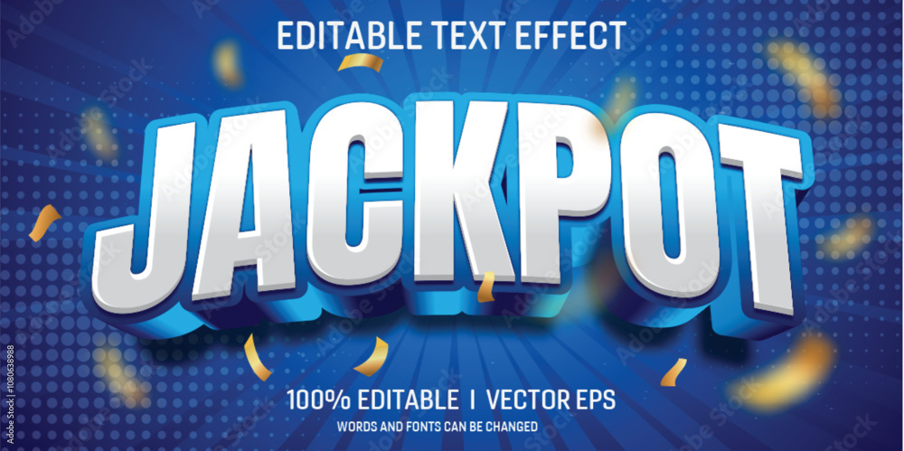 Wall mural editable jackpot vector 3d text effect with modern style design