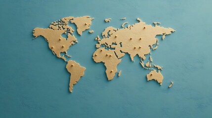 Vintage-Style World Map with Pinned Destinations for Travel and