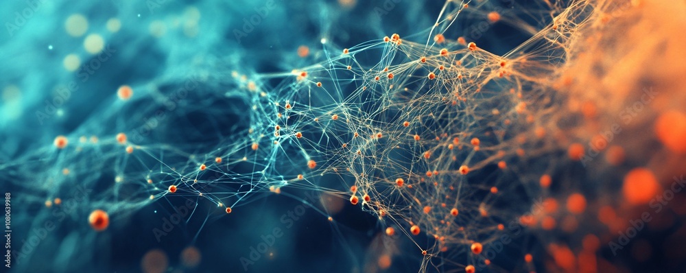 Aufkleber Network nodes connecting, creating complex structure in cyberspace