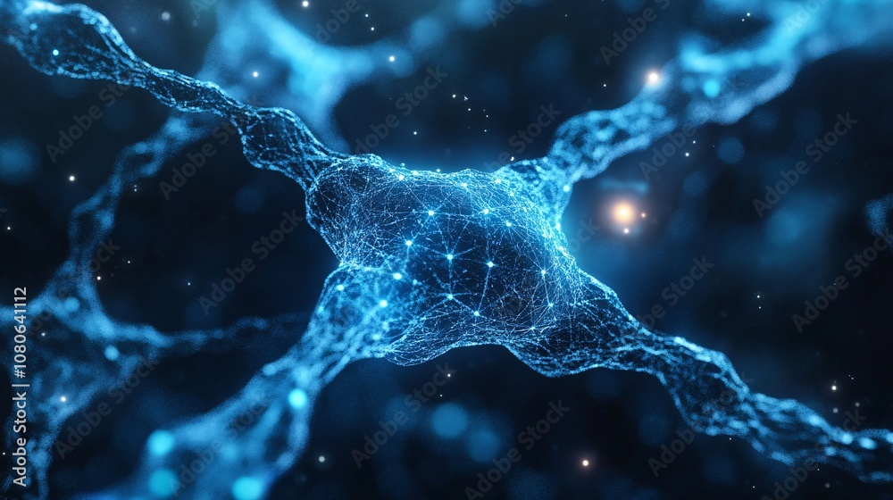 Aufkleber Neural network transmitting signals in digital world: plexus of connections