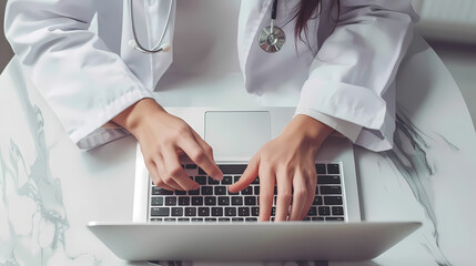 female doctor working on computer Generated AI