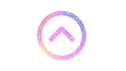 Icon chevron circle up is made up of LED square shapes. There are bright diodes and there are black dead diodes