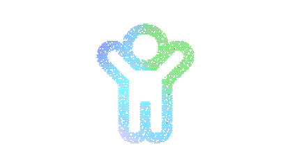 Icon child is made up of LED square shapes. There are bright diodes and there are black dead diodes