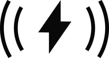 wireless charging lightning and waves. Electromagnetic charger icons. Wireless phone charger vector illustration 