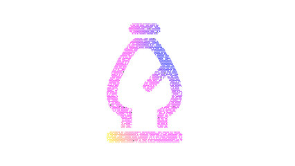 Icon chess bishop is made up of LED square shapes. There are bright diodes and there are black dead diodes