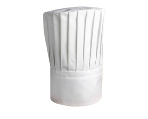 Isolated tall chef hat on a white background in PNG format, symbolizing culinary expertise and professionalism, ideal for cooking, restaurant, or food industry designs.

