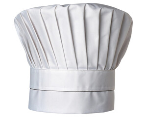 Isolated tall chef hat on a white background in PNG format, symbolizing culinary expertise and professionalism, ideal for cooking, restaurant, or food industry designs.

