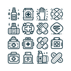 Fast aid Icons Set Vector Design. Medical Icons Set Vector Design Illustration