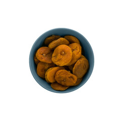 bowl of dried dehydrated peach dried fruits photography
