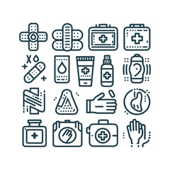 Fast aid Icons Set Vector Design. Medical Icons Set Vector Design Illustration