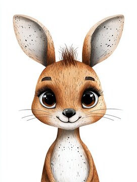 recommend clip art: Cute cartoon rabbit with big eyes, white background.