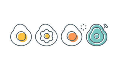 Download Egg Icons Vector  Icons Set In Line, Flat, And Color Style . This Design Concept Isolated Premium Vector. 