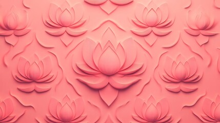 Fototapeta premium Intricate Thai Lotus Motifs in Soft Pastel Repeating Pattern