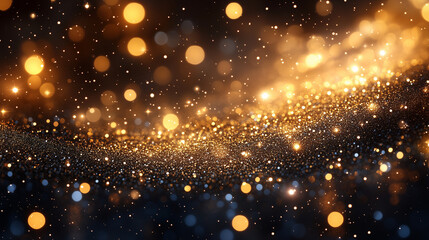 Fototapeta premium Golden bokeh blur abstract background with soft shimmering lights, perfect for festive designs, elegant visual effects, and luxurious event backdrops, trends, Ai