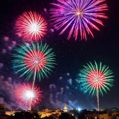 beautiful fireworks in the night sky