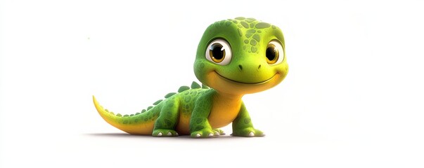 Fototapeta premium Adorable baby gecko smiling and posing on white background
