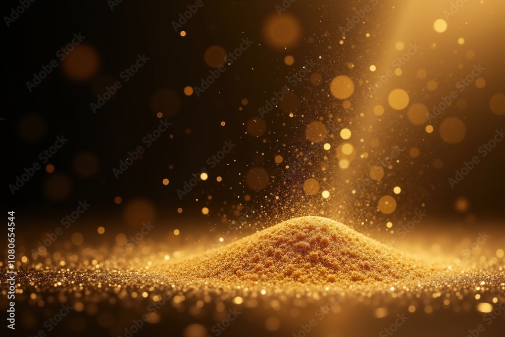 Canvas Prints golden sand particles sparkling in warm light creating an enchanting and magical atmosphere.