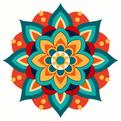 Colorful Floral Mandala with Symmetrical Pattern