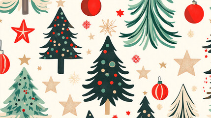 Obraz premium Christmas trees background pattern.