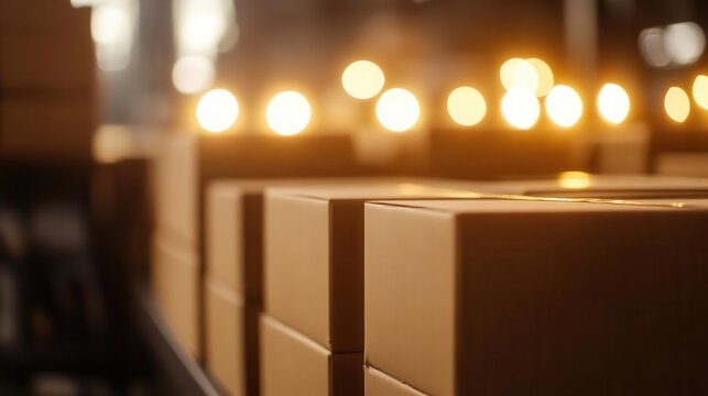 Shipping boxes with blank labels for replenishment tracking, order replenishment template, supply chain focus