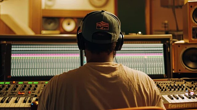 person playing piano in the music studio