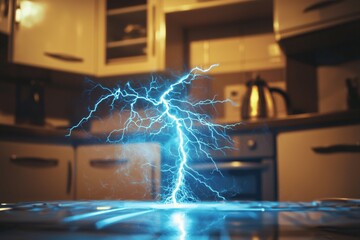 Electrical Power Surge in Modern Kitchen Countertop