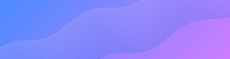 Fototapeta premium Abstract background with lines and waves. Web banner size. Element for design isolated. Vector background for brochure, booklet, flyer, poster. Blue and purple gradient