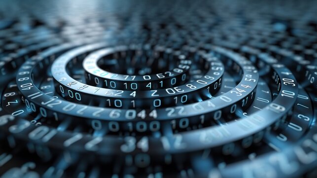Abstract circular pattern of binary code.