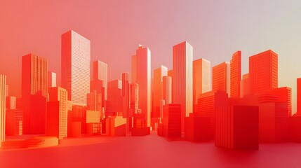 Obraz premium Skyscraper buildings city red space scene
