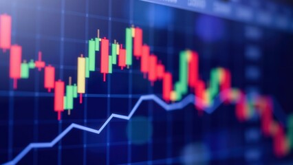 Vibrant Stock Market Chart Displaying Financial Trends with Dynamic Red and Green Candlestick Patterns