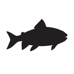 salmon silhouette., Vector illustration. salmon silhouette in line art style. Fish vector by hand drawing. Fish tattoo on white background .Black and white fish vector on white background
