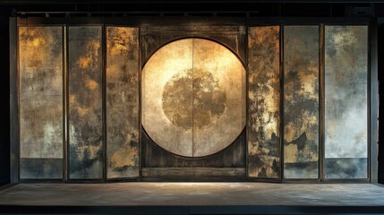 Gold-toned Panels with Circular Design