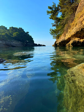 Secluded sea cove with rocks of Mediterranean coast